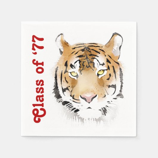 Tiger Head-Waterverf - Aangepaste tekst Servet (Voorkant)