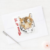 Tiger Head-Waterverf - Aangepaste tekst Vierkante Sticker (Envelop)