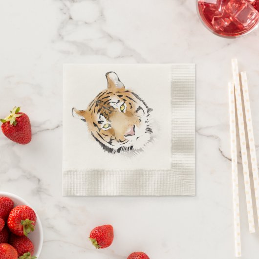 Tiger Head Waterverf Animal Birthday Servet (Insitu)