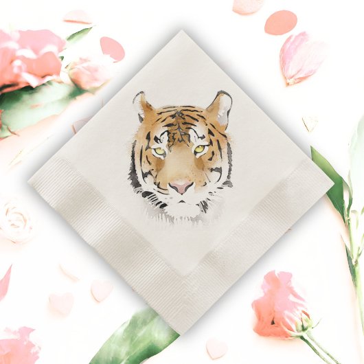 Tiger Head Waterverf Animal Birthday Servet