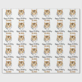 Tiger Head Waterverf Animal Happy Birthday Cadeaupapier (Vlak)