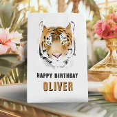 Tiger Head Waterverf Animal Happy Birthday Medium Cadeauzakje