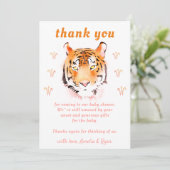 Tiger Head Waterverf Girl Baby shower Bedankkaart (Staand voorkant)