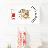 Tiger Head Waterverf Happy Birthday Backdrop Spandoek (Insitu)