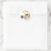 Tiger Head Waterverf Naam Verjaardag Ronde Sticker (Tas)