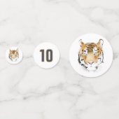 Tiger Head Waterverf Naam Verjaardagsfeest Confetti (Voorkanten)