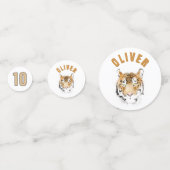 Tiger Head Waterverf Naam Verjaardagsfeest Confetti (Achterkanten)