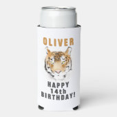Tiger Head Waterverf Naam Verjaardagsfeest Seltzer Blikjeskoeler (Seltzer Voorkant)