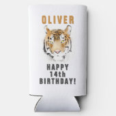 Tiger Head Waterverf Naam Verjaardagsfeest Seltzer Blikjeskoeler (Achterkant)