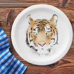 Tiger Head Waterverf Tekening Papieren Bordje<br><div class="desc">Moderne Waterverf van Tiger,  waarin Borden van papier worden gemaakt. Geweldig voor een verjaardagsfeestje.</div>