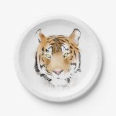 Tiger Head Waterverf Tekening Papieren Bordje (Voorkant)