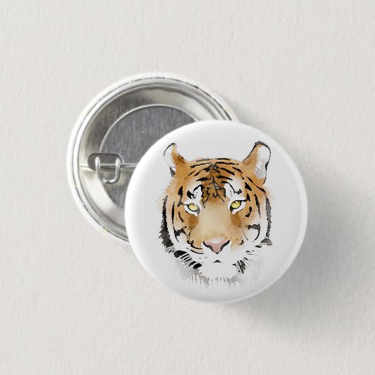 Tiger Head Waterverf Tekening Ronde Button 3,2 Cm (Voorkant /achterkant)