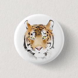 Tiger Head Waterverf Tekening Ronde Button 3,2 Cm