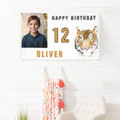 Tiger Head Waterverf verjaardagsfeestje foto Spandoek (Insitu)