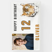 Tiger Head Waterverf verjaardagsfeestje foto Spandoek (Verticaal)