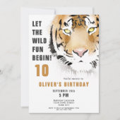 Tiger Head Waterverf verjaardagsfeestje Kaart (Voorkant)