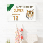 Tiger Head Waterverf verjaardagsfeestje Spandoek (Insitu)