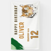 Tiger Head Waterverf verjaardagsfeestje Spandoek (Verticaal)