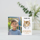 Tiger Head Waterverf Verjaardagsfoto Dank u Briefkaart (Staand voorkant)