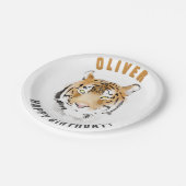 Tiger Head Waterverf Verjaardagsnaam Papieren Bordje (Gekanteld)