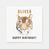 Tiger Head Waterverf Verjaardagsnaam Servet (Voorkant)