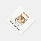 Tiger Head Waterverf Verjaardagsnaam Servet (Hoek)