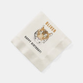 Tiger Head Waterverf Verjaardagsnaam Servet (Hoek)