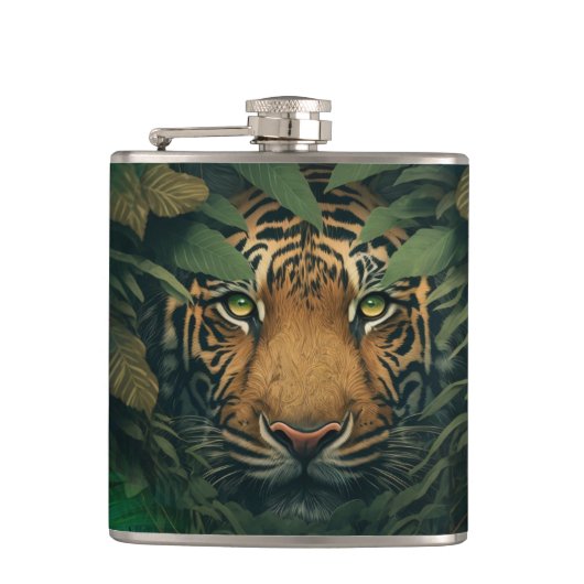 Tiger hiding in Foliage               Heupfles (Voorkant)