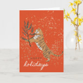 Tiger Holiday Greeting Card Kaart (Gele Bloem)