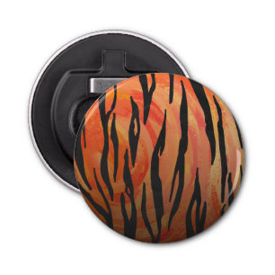 Tiger Hot oranje en zwart afdrukken Button Flesopener