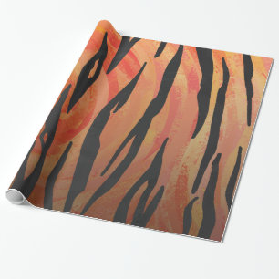 Tiger Hot oranje en zwart afdrukken Cadeaupapier