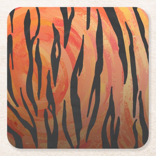 Tiger Hot oranje en zwart afdrukken Kartonnen Onderzetters (Voorkant)