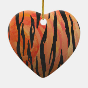 Tiger Hot oranje en zwart afdrukken Keramisch Ornament