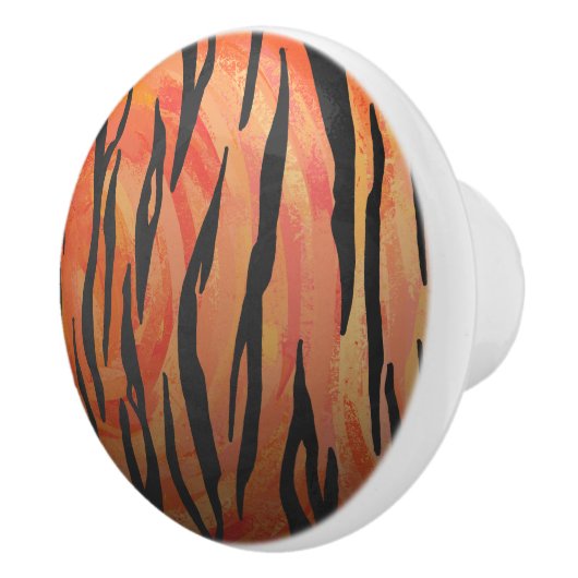 Tiger Hot oranje en zwart afdrukken Keramische Knop (Rechts)