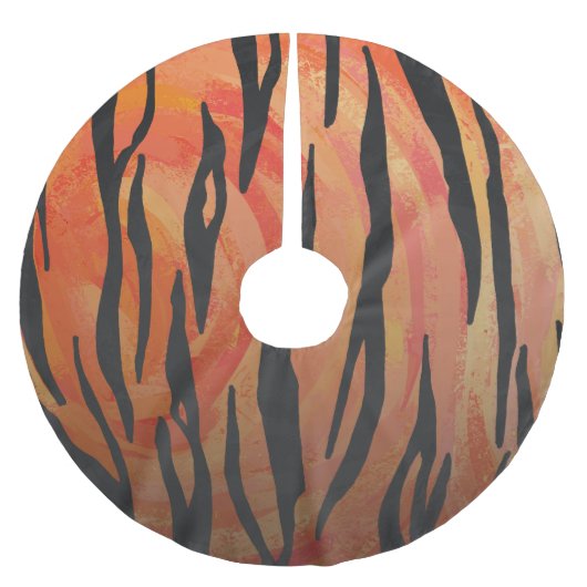 Tiger Hot oranje en zwart afdrukken Kerstboom Rok (Voorkant)