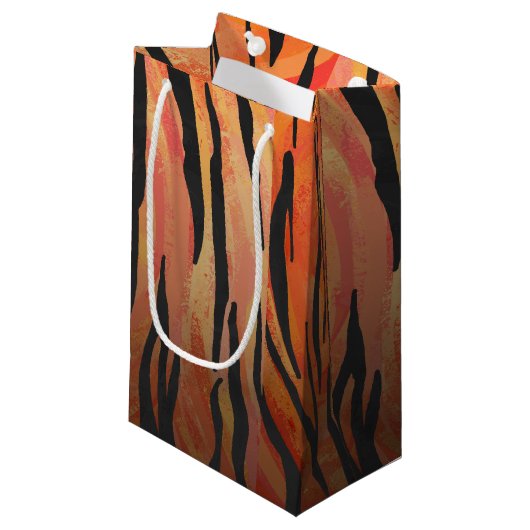 Tiger Hot oranje en zwart afdrukken Klein Cadeauzakje (Voorkant Gekanteld)