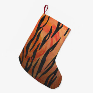 Tiger Hot oranje en zwart afdrukken Kleine Kerstsok