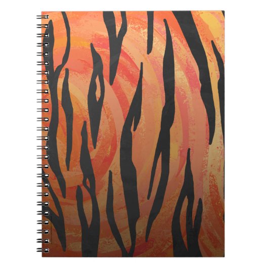 Tiger Hot oranje en zwart afdrukken Notitieboek (Voorkant)