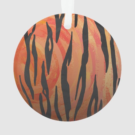 Tiger Hot oranje en zwart afdrukken Ornament (achterkant)