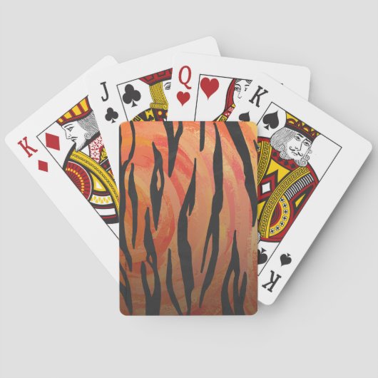 Tiger Hot oranje en zwart afdrukken Pokerkaarten (Achterkant)