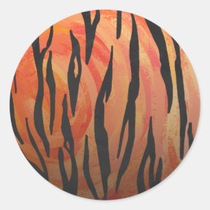 Tiger Hot oranje en zwart afdrukken Ronde Sticker