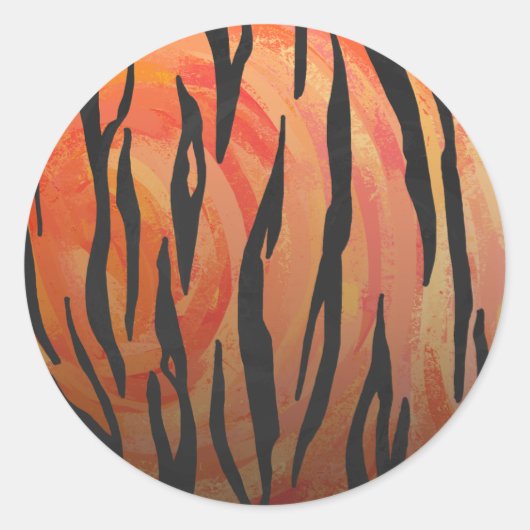 Tiger Hot oranje en zwart afdrukken Ronde Sticker (Voorkant)