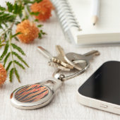 Tiger Hot oranje en zwart afdrukken Sleutelhanger (Zijkant)