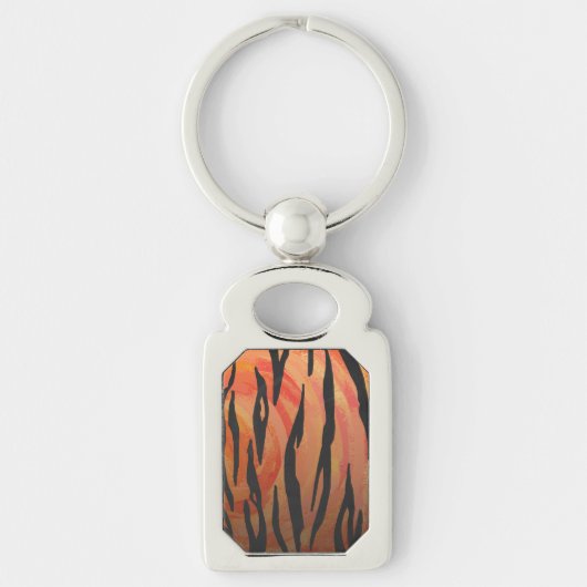 Tiger Hot oranje en zwart afdrukken Sleutelhanger (Voorkant)