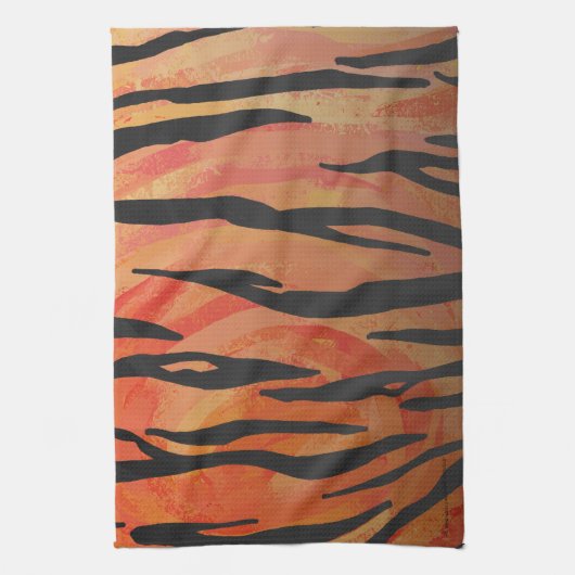 Tiger Hot oranje en zwart afdrukken Theedoek (Verticaal)