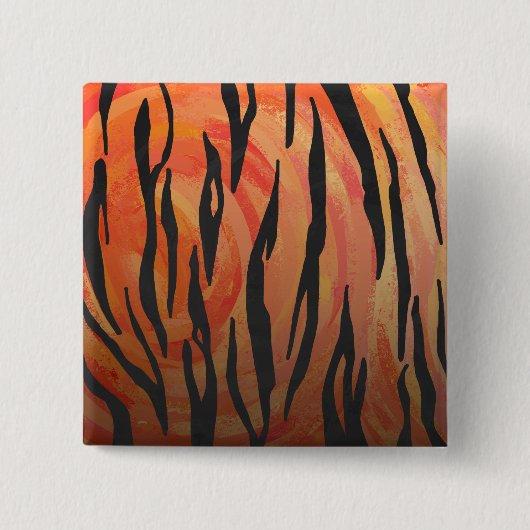 Tiger Hot oranje en zwart afdrukken Vierkante Button 5,1 Cm (Voorkant)