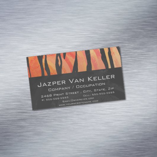 Tiger Hot oranje en zwart afdrukken Visitekaartje Magneet (Voorbeeld)
