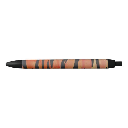 Tiger Hot oranje en zwart afdrukken Zwarte Inkt Pen (Voorkant)