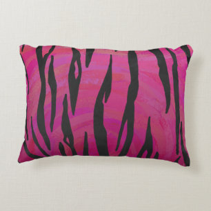 Tiger Hot Pink en zwarte afdrukken Accent Kussen