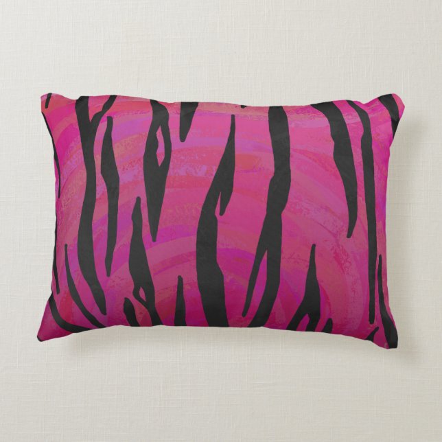 Tiger Hot Pink en zwarte afdrukken Accent Kussen (Achterkant)